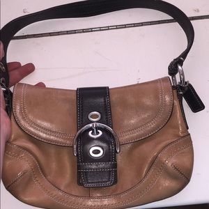 pretty light brown and dark brown hand bag
